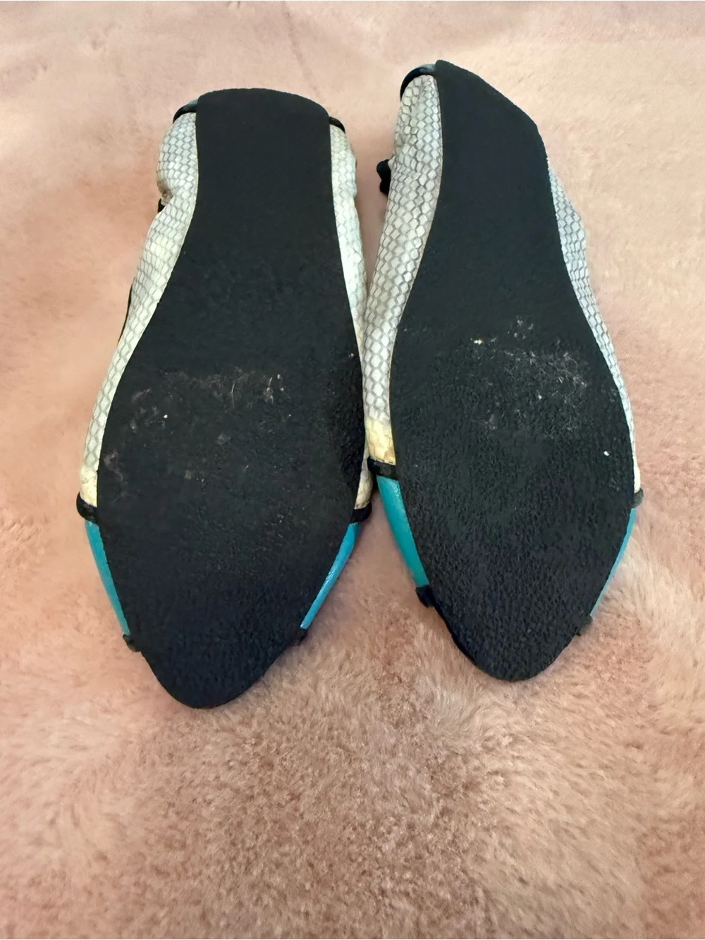 footzyfolds Turquoise Studded Peep-Toe Flats